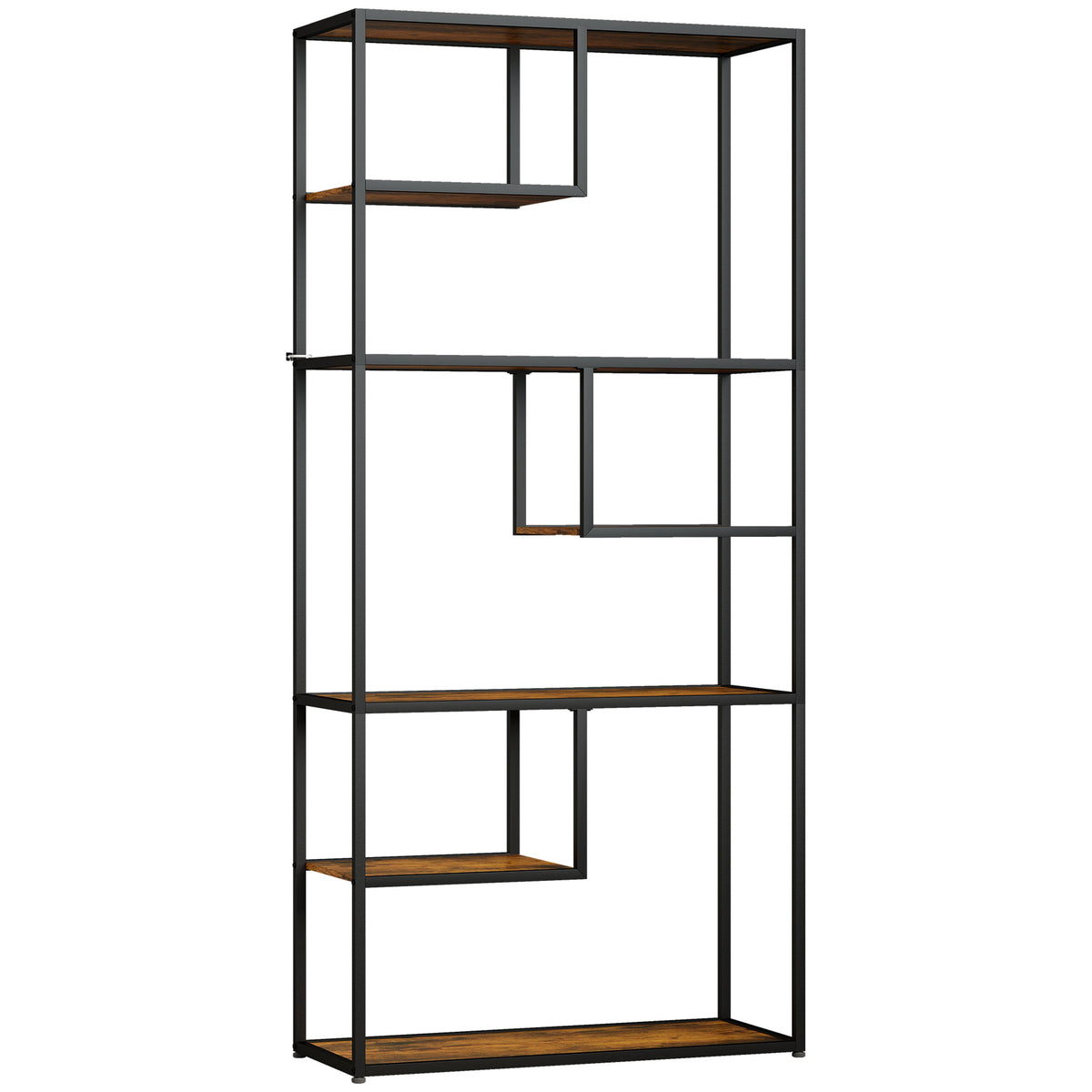 180 cm Industrial Display Bookcase – Rustic Brown