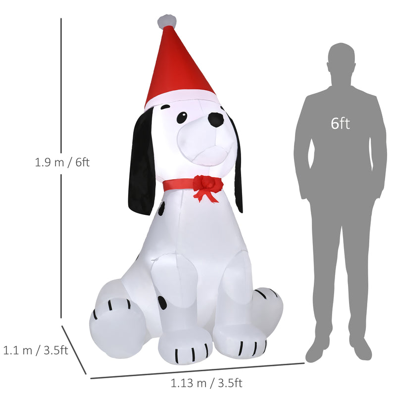 Size diagram of the 6ft Christmas puppy inflatable