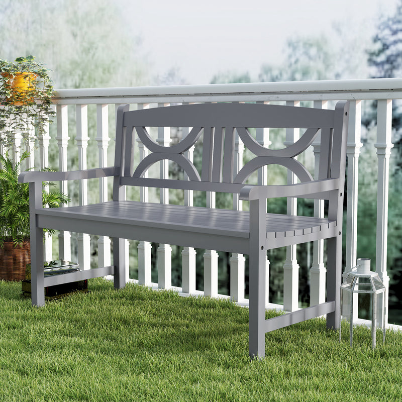 Outsunny 2-Seater Wooden Garden Bench Outdoor Patio Loveseat for Porch, Grey – view 7