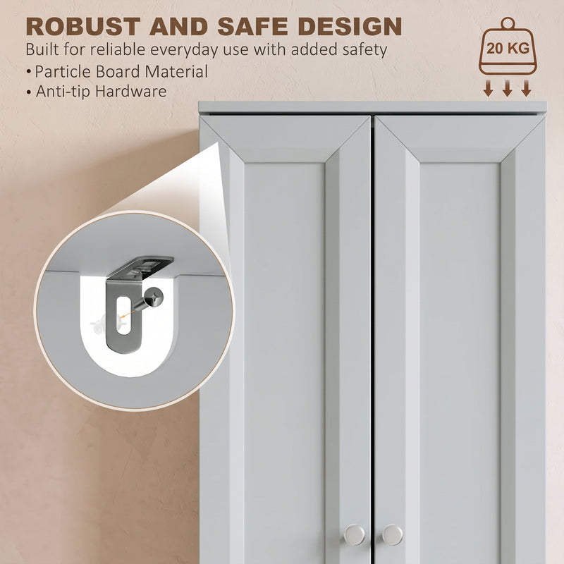 HOMCOM Narrow Bathroom Cabinet, Slim Storage Cabinet with 2 Doors & 4 Tiers, Freestanding Narrow Cupboard – view 7