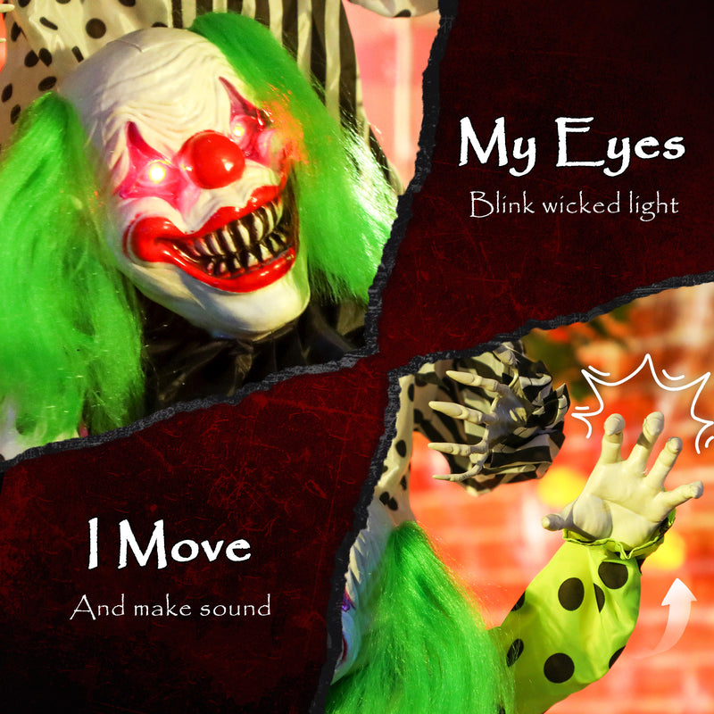 180cm Animated Stack of 3 Clowns with Glowing Eyes – image 4 of 9