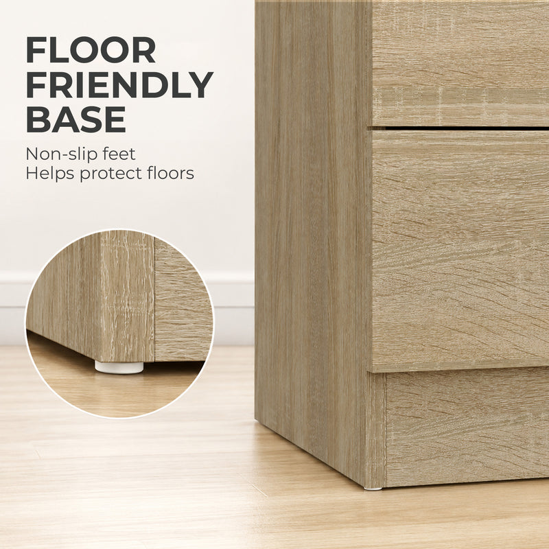 HOMCOM Three-Drawer Simple Bedside Table - Oak – view 7