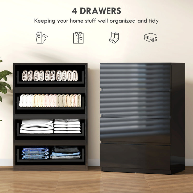HOMCOM Chest of Drawers, 4-Drawer Storage Cabinets, Modern Dresser, Storage Drawer Unit for Bedroom – view 4