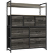 HOMCOM Chest of Drawers, Bedroom Fabric Dresser with 7 Drawers, Storage Organiser Unit with Open Shelves, Grey