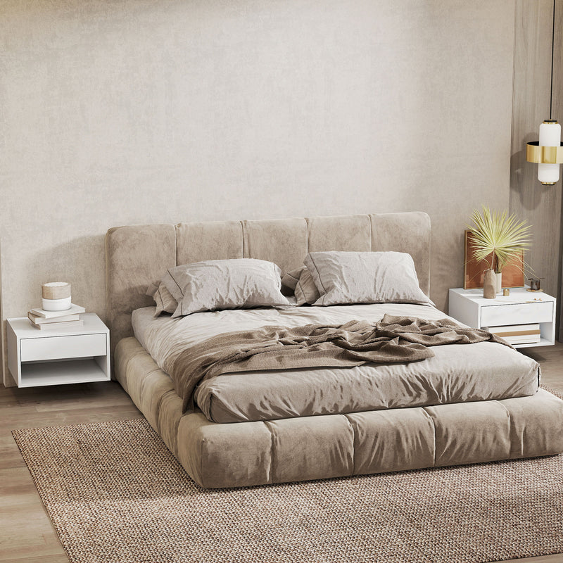 HOMCOM Set of Two Floating Bedside Tables - White – view 10