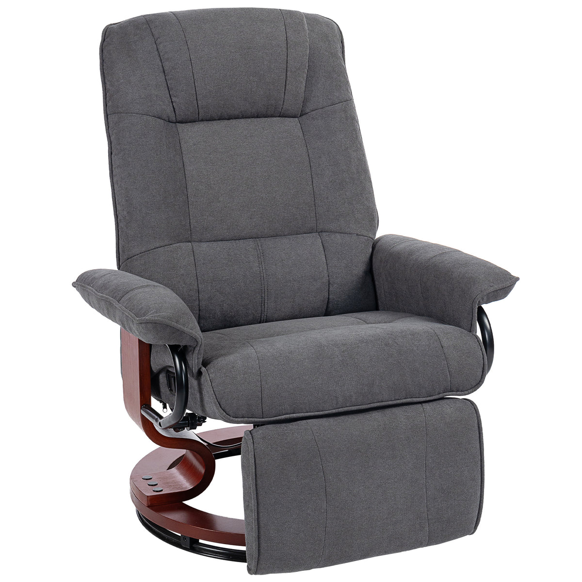 145° Linen Swivel Recliner Chair with Footrest – Grey