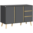 Dark grey 120 cm sideboard with double doors, three drawers and wood-effect accents