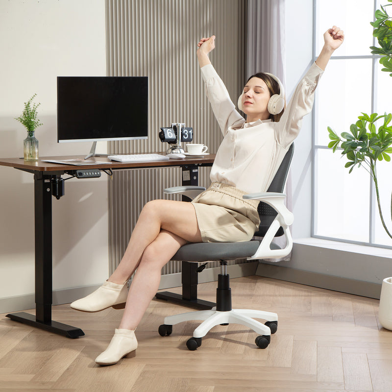 HOMCOM Breathable Mesh Office Chair, Ergonomic Swivel Computer Chair with Flip-up Armrests, Lumbar Back Support for – view 9