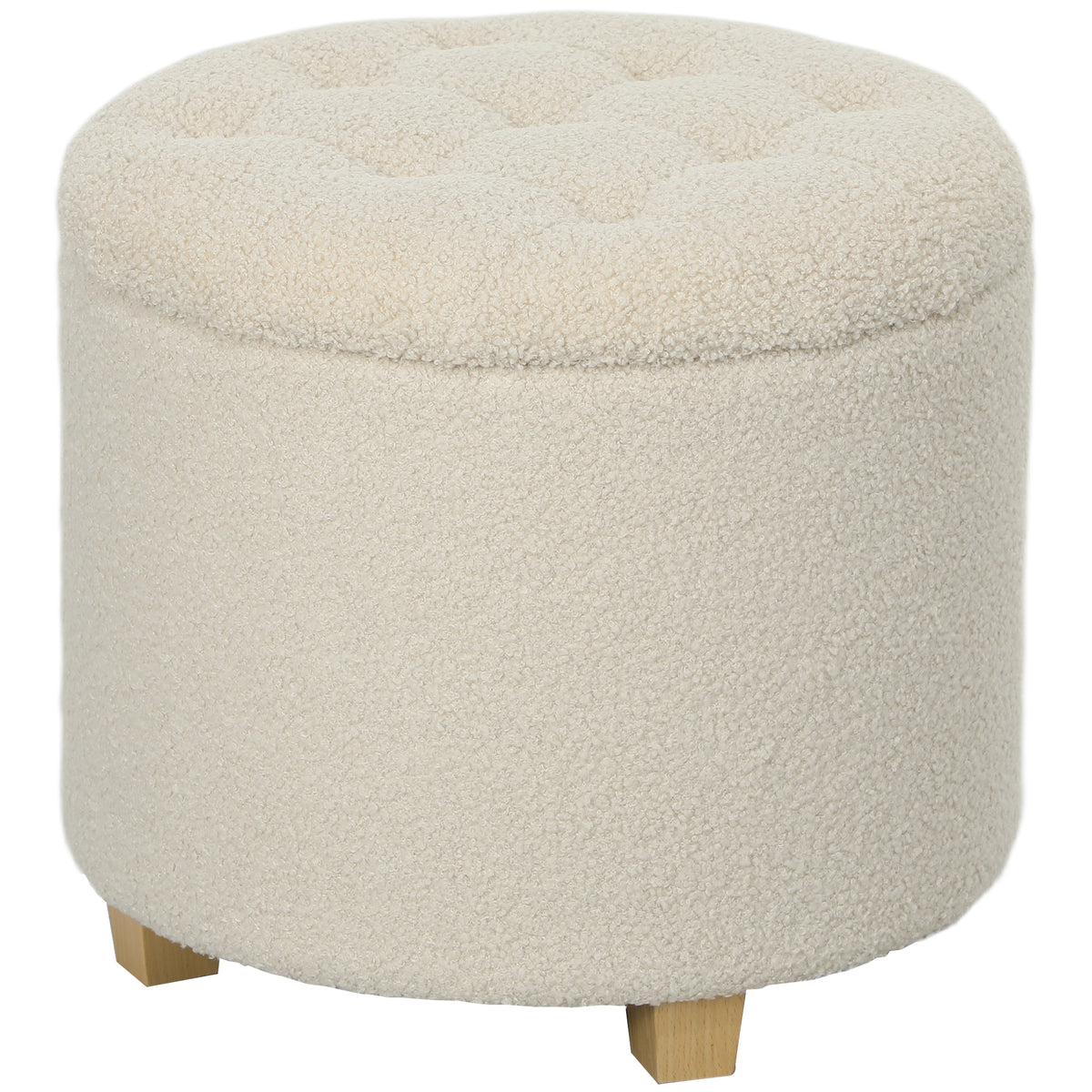 40.5L Teddy Fleece Storage Ottoman – Cream