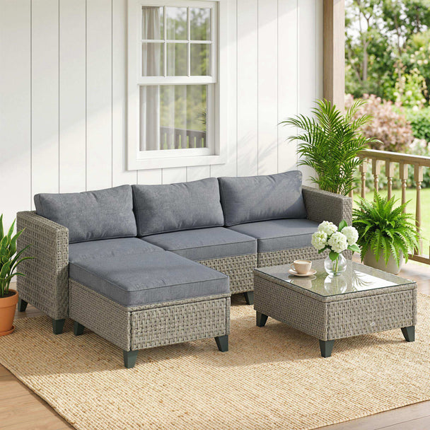 Dark grey rattan corner sofa set – image 2