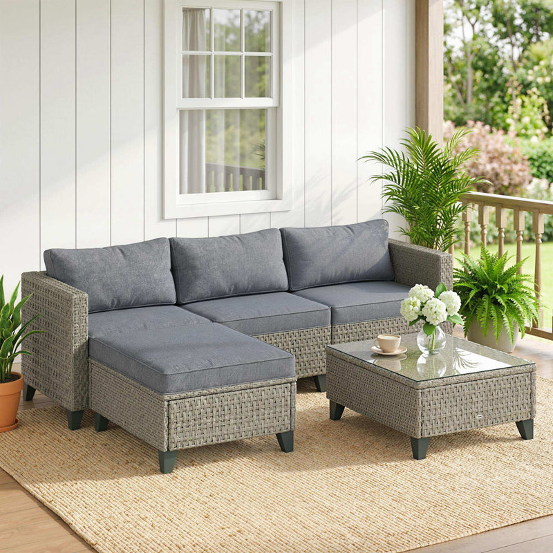 Dark grey rattan corner sofa set – image 2