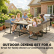 Outsunny 7 Piece Rattan Garden Furniture Set, Garden Dining Set with Wood-Plastic Table and 6 Stackable Chairs, Light – view 4