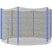 Blue and black 10ft trampoline replacement net with pole covers and zipped entrance