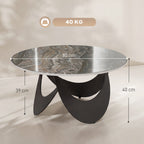 Coffee Table Sintered Stone Top Adjustable Foot Pads Modern Centre Table for Living Room Brown and Black
