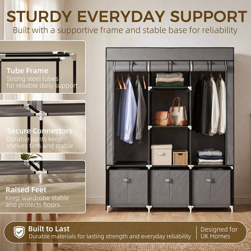 Fabric wardrobe with drawers – image 5