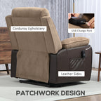 HOMCOM Overstuffed Corduroy Electric Lift Recliner Chair - Brown