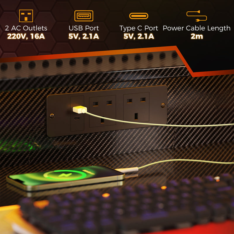 HOMCOM Two-Level LED Gaming Desk - Black – view 5