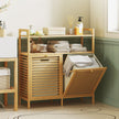 Double tilt-out bamboo laundry cabinet – image 2