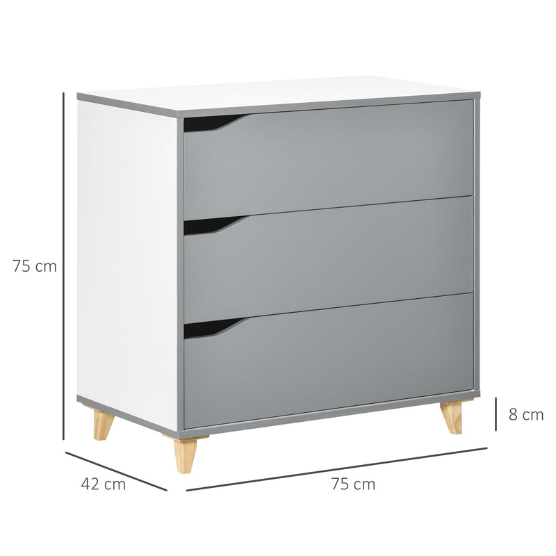 Grey 3-drawer chest – image 3