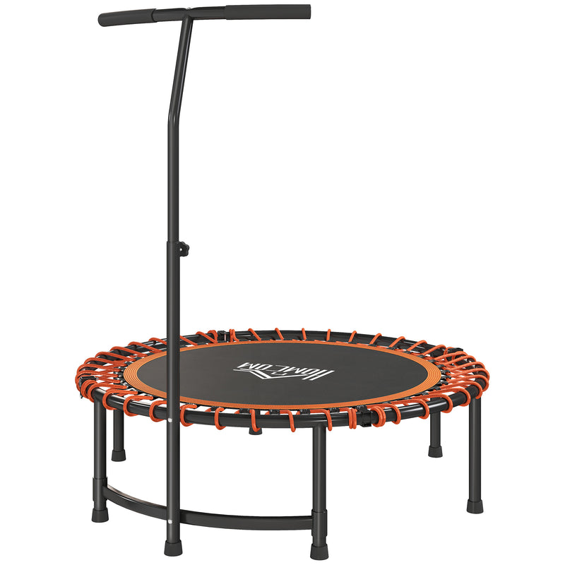 Orange foldable mini round fitness trampoline with adjustable T-bar handle