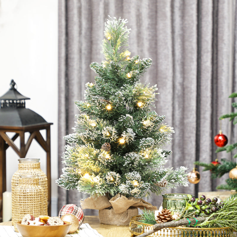60 cm snowy tabletop tree with pine cones – image 10