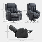 HOMCOM Power Lift Recliner Chair with Vibration Massage, Lift Chair for Elderly with Footrest, Remote, Side Pocket, Dark Grey