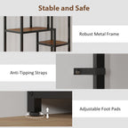Seven-Tier Geometric Bookcase - Brown/Black
