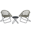Grey folding rattan bistro set with two armchairs and round table