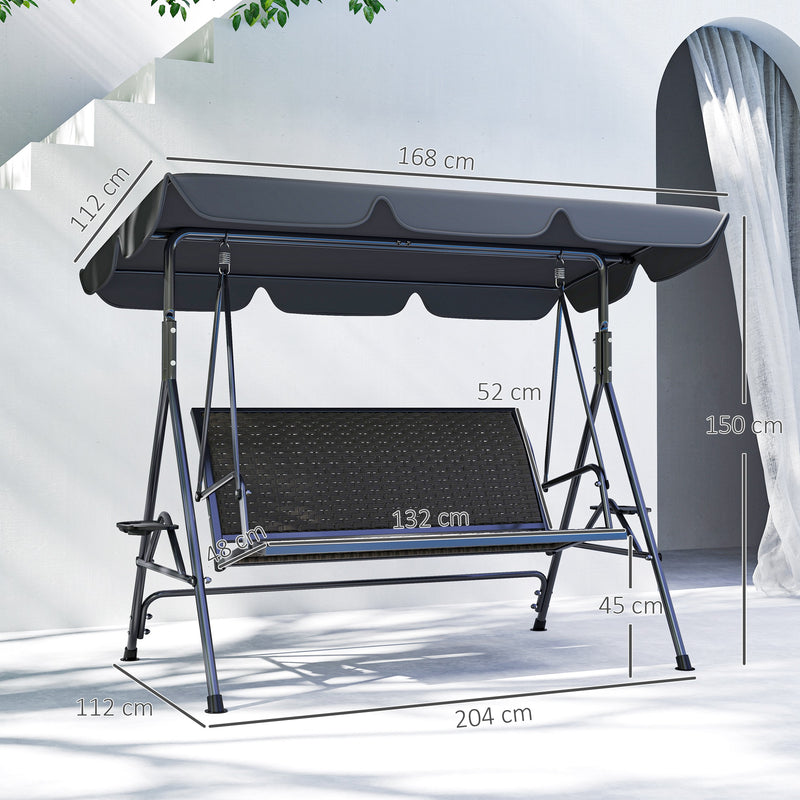 Grey rattan swing seat – image 3