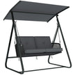 Outsunny 2-Seater Rattan Swing Chair, Outdoor Garden Hanging Swing Seat with Stand, Adjustable Canopy and Soft Cushions