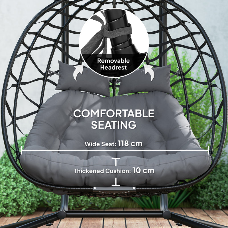 Double rattan egg chair with canopy – image 7