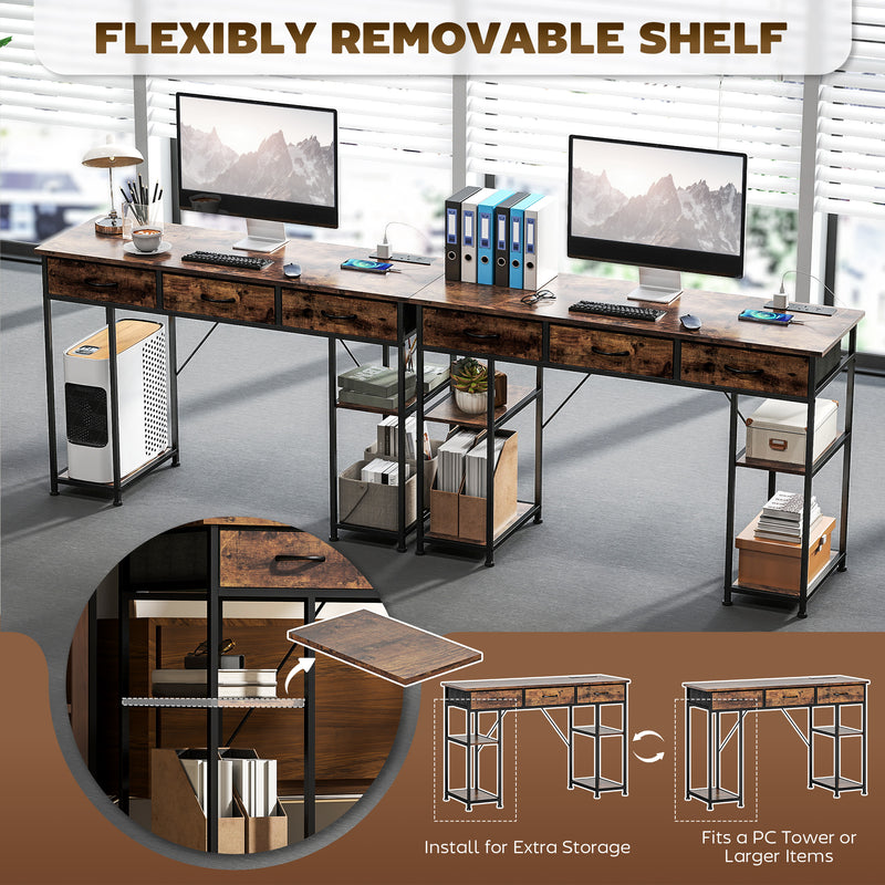 120 cm brown desk with charging station – image 6