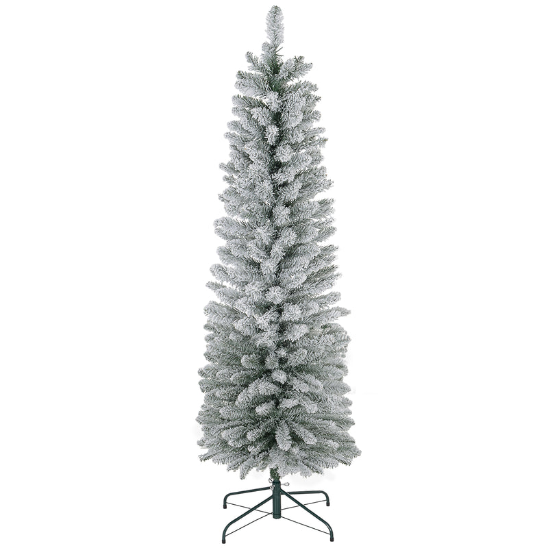 6ft slim pencil Christmas tree with white snowy tips