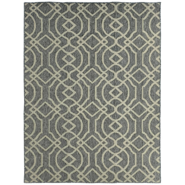 Grey indoor and outdoor flat-woven rug with geometric pattern, 230 x 160 cm