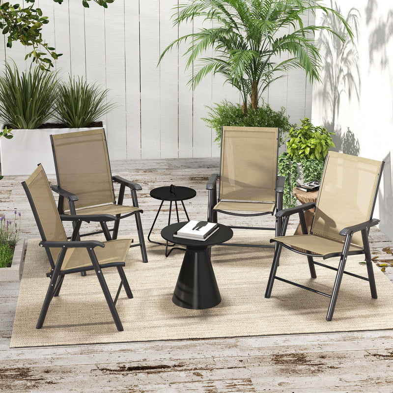 Outsunny Set of Four Folding Garden Chairs - Light Brown – view 2