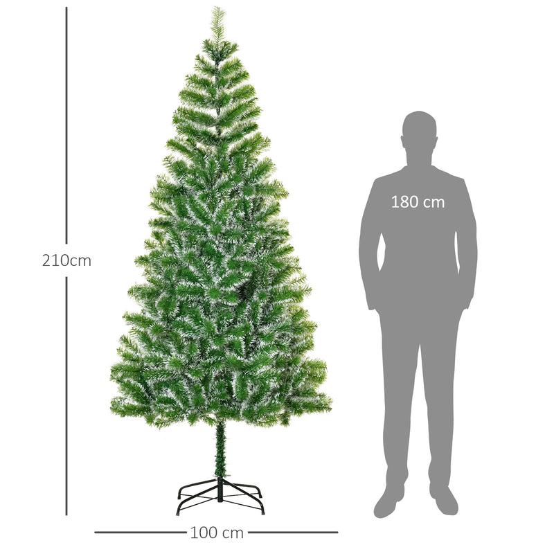 HOMCOM 7FT Indoor Christmas Tree Artificial Decoration Xmas Gift with Metal Stand Branch Tips – view 3