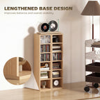 Set of 2 CD Media Display Shelf Unit Tower Rack with Adjustable Shelves, Natural