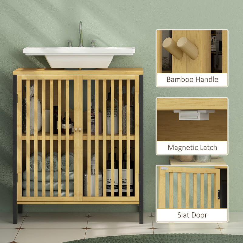 Black bamboo under sink cabinet – image 7