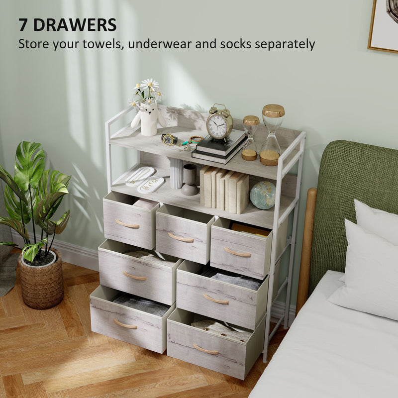 White & natural 7-drawer storage unit – image 4