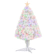 2.5ft white tabletop Christmas tree with colourful fibre optic lights and a star topper