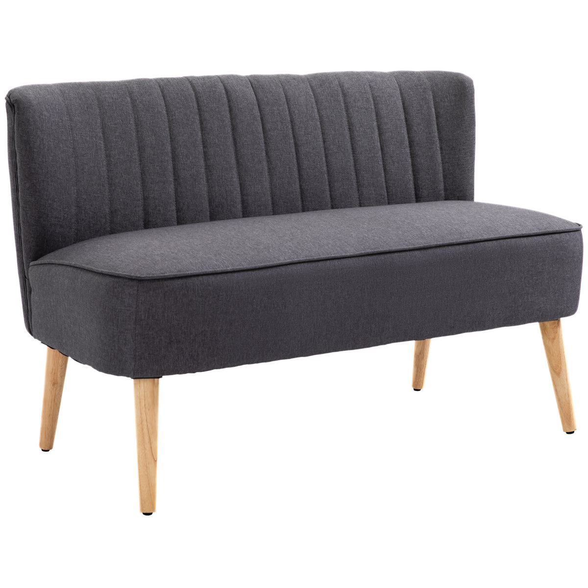 117 cm Compact Linen-Look 2-Seater Sofa – Dark Grey