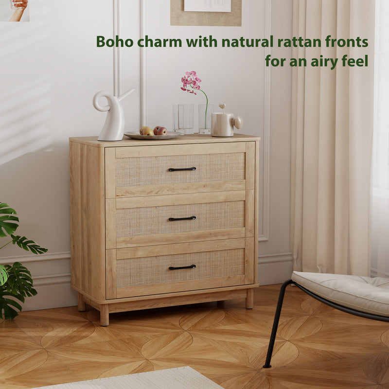 Rattan 3-drawer chest of drawers – image 5