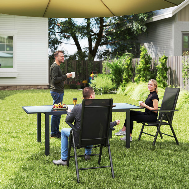 Outsunny Set of 2 Folding Garden Chairs, Aluminium Frame Outdoor Dining Chairs with Breathable Mesh Back and Seat – view 2