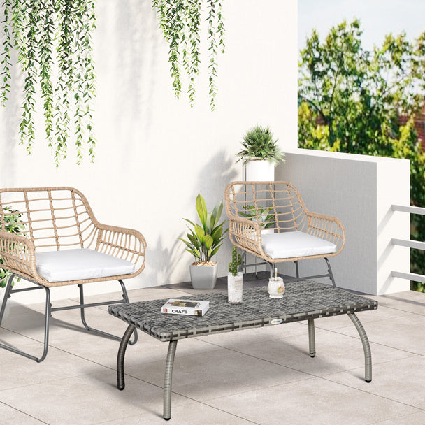 Grey rattan coffee table – image 2