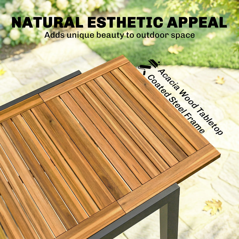 Extending acacia wood garden dining table – image 7