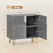 HOMCOM Modern Luxe High Gloss Sideboard, with Hairpin Legs - Grey – view 3