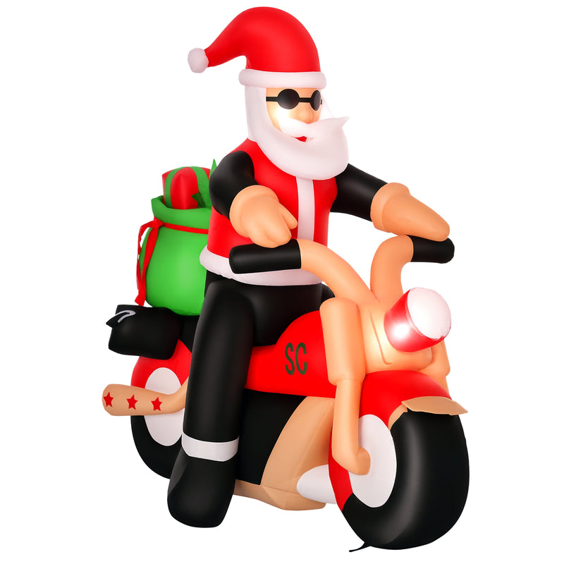 5.5ft Santa on Motorcycle Christmas Inflatable on a white background