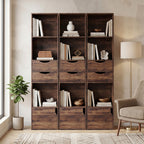Bookcase with Drawers Adjustable Shelf Bookshelf with 2 Drawers and Cabinet 158 cm Rustic Brown