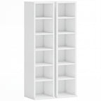 Set of 2 CD Media Display Shelf Unit Tower Rack with Adjustable Shelves, White