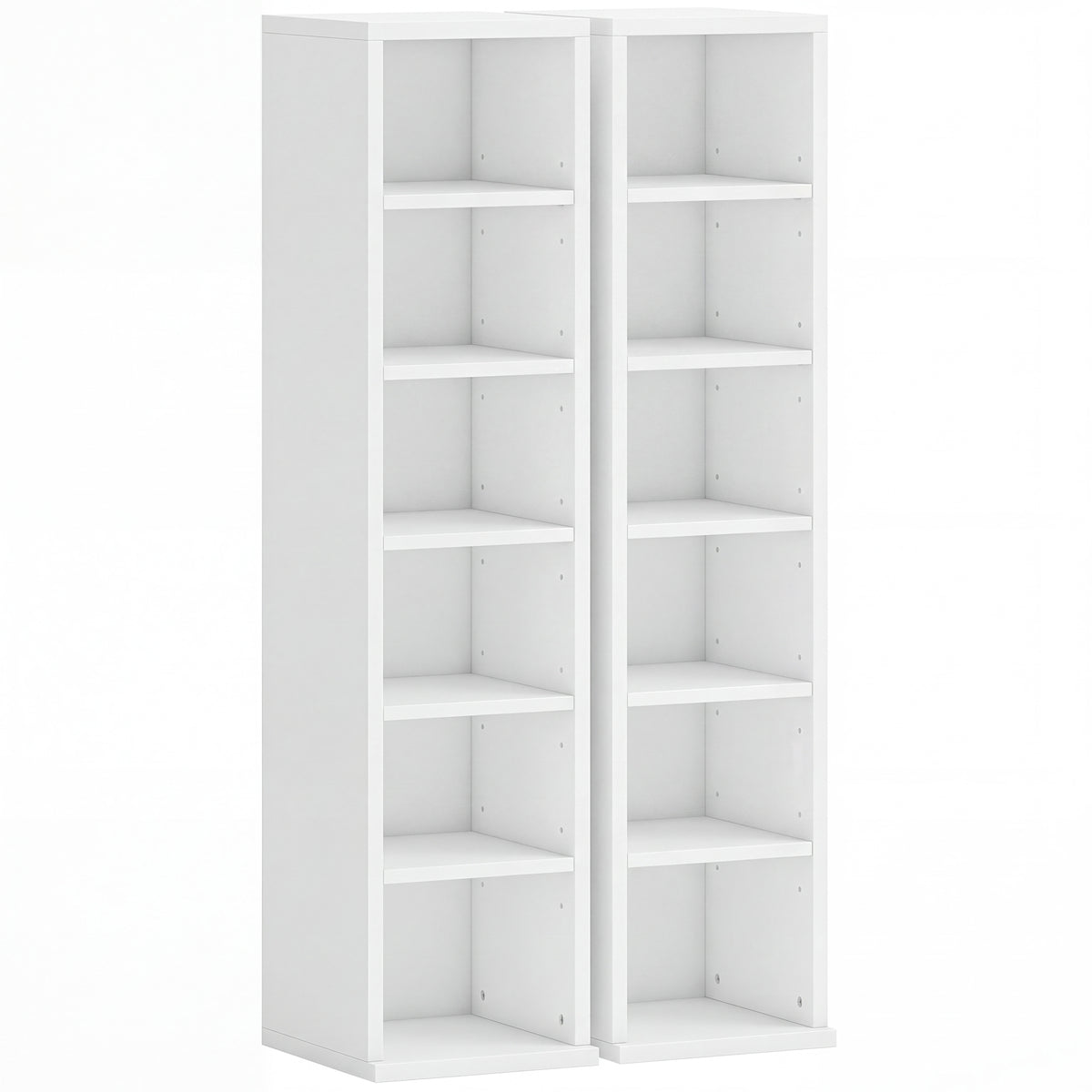 Set of 2 Adjustable CD Media Storage Towers – White